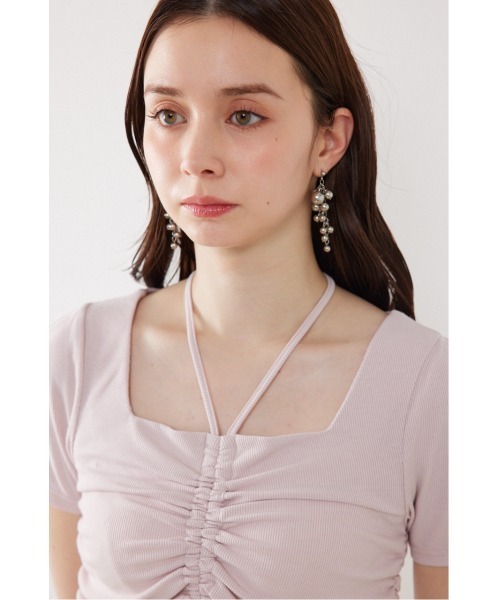 rienda(リエンダ)の「フロントギャザーカットトップス 夏服(Tシャツ/カットソー・レディース・ブラック/ホワイト/ピンク・FREE)」の22枚目の写真