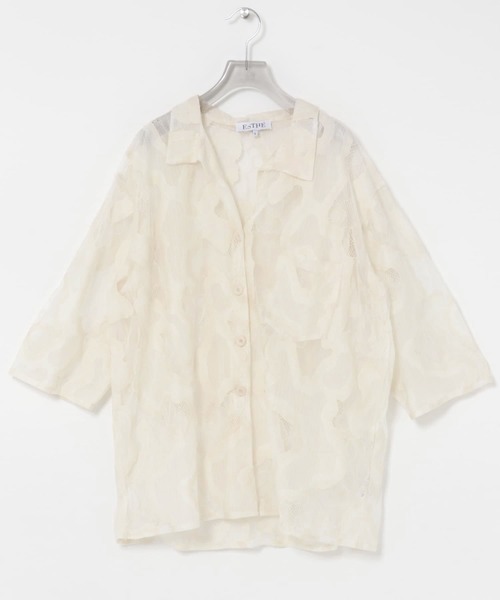 URBAN RESEARCH（アーバンリサーチ）の「ESTHE　OVERSIZED SHEER LACE SHIRTS（シャツ/ブラウス・レディース・オフホワイト/ブラウン・SMALL）」の11枚目の写真