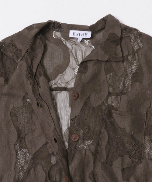 URBAN RESEARCH（アーバンリサーチ）の「ESTHE　OVERSIZED SHEER LACE SHIRTS（シャツ/ブラウス・レディース・オフホワイト/ブラウン・SMALL）」の13枚目の写真