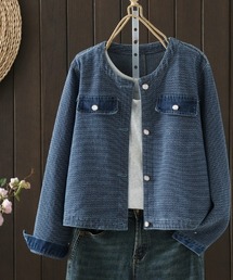 CHUL（チュル）の「ノーカラーデニムライトジャケット（テーラードジャケット）」