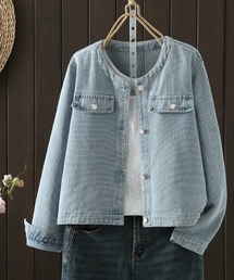 CHUL（チュル）の「ノーカラーデニムライトジャケット（テーラードジャケット）」