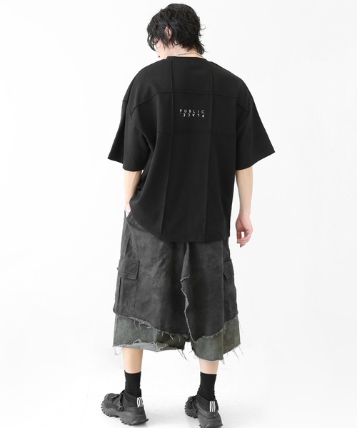 minsobi(ミンソビ)の「PUBLIC PLACE ロゴ パネル切替 ビッグシルエット半袖Tシャツ ユニセックス(Tシャツ/カットソー・メンズ・ブラック・FREE)」の7枚目の写真