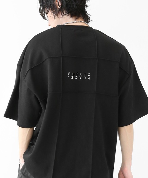 minsobi(ミンソビ)の「PUBLIC PLACE ロゴ パネル切替 ビッグシルエット半袖Tシャツ ユニセックス(Tシャツ/カットソー・メンズ・ブラック・FREE)」の5枚目の写真