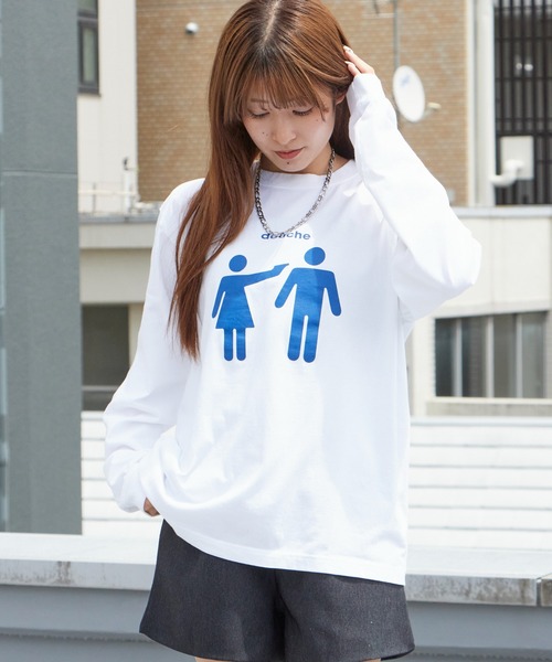 WBSB（ダブルビーエスビー）の「WBSB/ダブルビーエスビー DOUCHE L/S TEE-vintage プリントTシャツ 長袖 ひび割れプリント メンズ レディース ユニセックス 秋 秋服 2026年秋冬（Tシャツ/カットソー・メンズ・ホワイト/ライトブルー/ブラック・M/L/XL）」の2枚目の写真