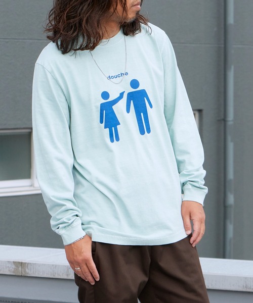 WBSB（ダブルビーエスビー）の「WBSB/ダブルビーエスビー DOUCHE L/S TEE-vintage プリントTシャツ 長袖 ひび割れプリント メンズ レディース ユニセックス 秋 秋服 2026年秋冬（Tシャツ/カットソー・メンズ・ホワイト/ライトブルー/ブラック・M/L/XL）」の3枚目の写真