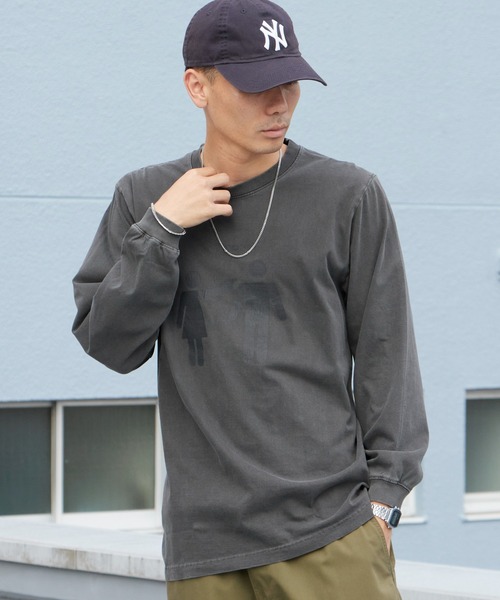 WBSB（ダブルビーエスビー）の「WBSB/ダブルビーエスビー DOUCHE L/S TEE-vintage プリントTシャツ 長袖 ひび割れプリント メンズ レディース ユニセックス 秋 秋服 2026年秋冬（Tシャツ/カットソー・メンズ・ホワイト/ライトブルー/ブラック・M/L/XL）」の7枚目の写真