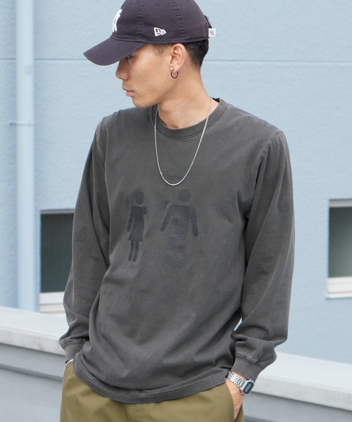 WBSB（ダブルビーエスビー）の「WBSB/ダブルビーエスビー DOUCHE L/S TEE-vintage プリントTシャツ 長袖 ひび割れプリント メンズ レディース ユニセックス 秋 秋服 2026年秋冬（Tシャツ/カットソー・メンズ・ホワイト/ライトブルー/ブラック・M/L/XL）」の6枚目の写真