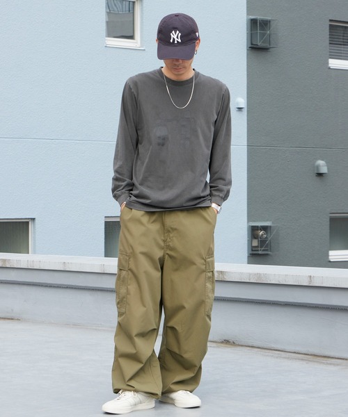 WBSB（ダブルビーエスビー）の「WBSB/ダブルビーエスビー DOUCHE L/S TEE-vintage プリントTシャツ 長袖 ひび割れプリント メンズ レディース ユニセックス 秋 秋服 2026年秋冬（Tシャツ/カットソー・メンズ・ホワイト/ライトブルー/ブラック・M/L/XL）」の4枚目の写真