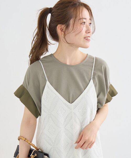 le.coeur blanc(ルクールブラン)の「ドライコットンタックスリーブプルオーバー(Tシャツ/カットソー・レディース・カーキオリーブ/ホワイト系その他/グレイッシュベージュ/ブラック/オフホワイト・38)」の5枚目の写真