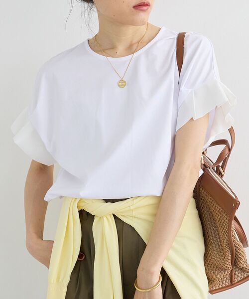 le.coeur blanc(ルクールブラン)の「ドライコットンタックスリーブプルオーバー(Tシャツ/カットソー・レディース・カーキオリーブ/ホワイト系その他/グレイッシュベージュ/ブラック/オフホワイト・38)」の2枚目の写真