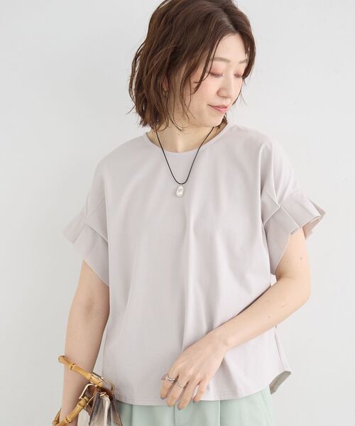 le.coeur blanc(ルクールブラン)の「ドライコットンタックスリーブプルオーバー(Tシャツ/カットソー・レディース・カーキオリーブ/ホワイト系その他/グレイッシュベージュ/ブラック/オフホワイト・38)」の4枚目の写真