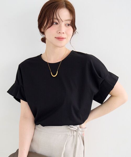 le.coeur blanc(ルクールブラン)の「ドライコットンタックスリーブプルオーバー(Tシャツ/カットソー・レディース・カーキオリーブ/ホワイト系その他/グレイッシュベージュ/ブラック/オフホワイト・38)」の3枚目の写真