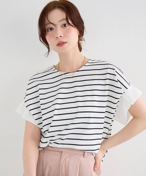 le.coeur blanc(ルクールブラン)の「ドライコットンタックスリーブプルオーバー(Tシャツ/カットソー・レディース・カーキオリーブ/ホワイト系その他/グレイッシュベージュ/ブラック/オフホワイト・38)」の6枚目の写真