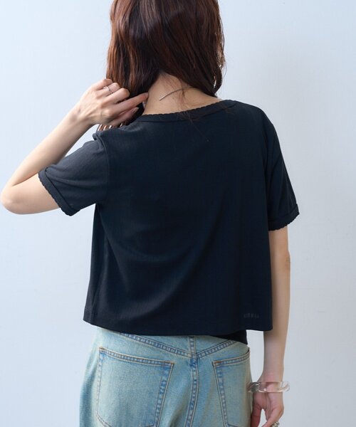 CIAOPANIC TYPY（チャオパニックティピー）の「【willow】アイレット半袖スナップカーデキャミセット（Tシャツ/カットソー・レディース・ブラック/ミント・ONE SIZE）」の5枚目の写真