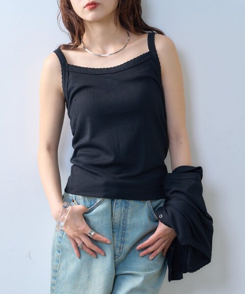 CIAOPANIC TYPY（チャオパニックティピー）の「【willow】アイレット半袖スナップカーデキャミセット（Tシャツ/カットソー・レディース・ブラック/ミント・ONE SIZE）」の7枚目の写真