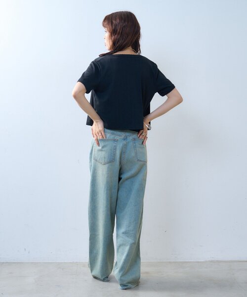 CIAOPANIC TYPY（チャオパニックティピー）の「【willow】アイレット半袖スナップカーデキャミセット（Tシャツ/カットソー・レディース・ブラック/ミント・ONE SIZE）」の11枚目の写真