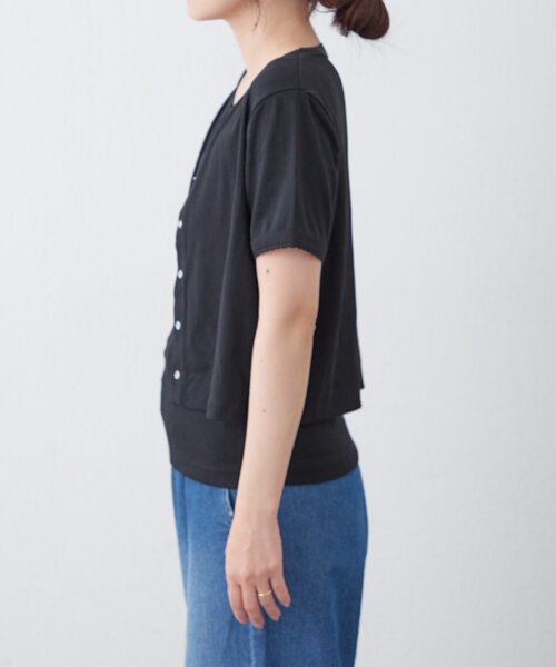 CIAOPANIC TYPY（チャオパニックティピー）の「【willow】アイレット半袖スナップカーデキャミセット（Tシャツ/カットソー・レディース・ブラック/ミント・ONE SIZE）」の13枚目の写真