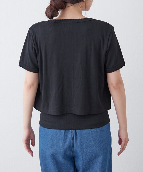 CIAOPANIC TYPY（チャオパニックティピー）の「【willow】アイレット半袖スナップカーデキャミセット（Tシャツ/カットソー・レディース・ブラック/ミント・ONE SIZE）」の14枚目の写真