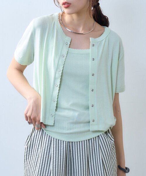 CIAOPANIC TYPY（チャオパニックティピー）の「【willow】アイレット半袖スナップカーデキャミセット（Tシャツ/カットソー・レディース・ブラック/ミント・ONE SIZE）」の22枚目の写真