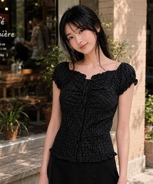 【GENERAL IDEA】キャップスリーブシャーリングパフブラウス / CAP SLEEVE SHIRRED PUFF BLOUSE