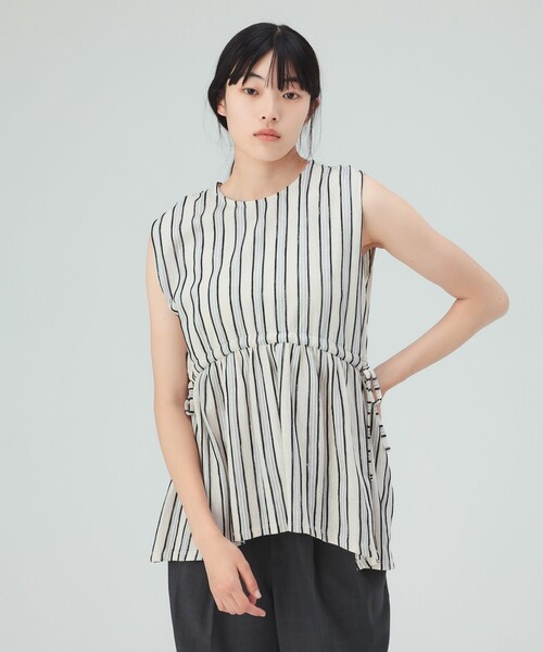 BEAMS HEART(ビームスハート)の「ストライプ カット プルオーバー(Tシャツ/カットソー・レディース・ホワイト系その他5/オフホワイト・FREE)」の2枚目の写真