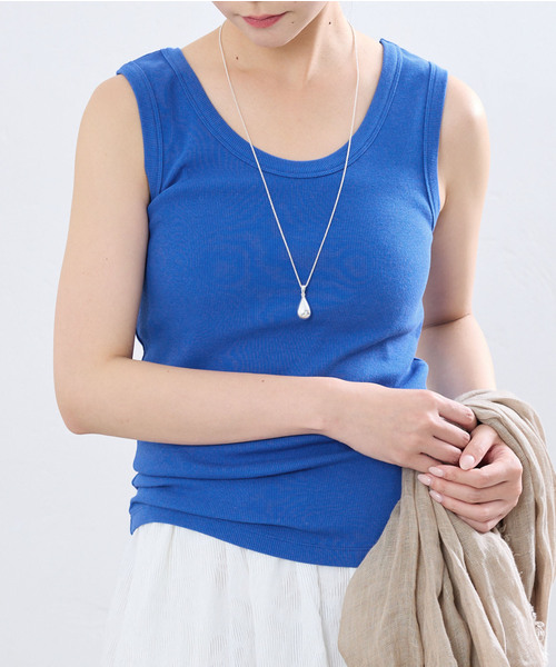 IENA(イエナ)の「《追加/UVカット》テレコストレッチフレンチノースリーブ(Tシャツ/カットソー・レディース・ホワイト/グレー/ブルー系その他/ベージュ・FREE)」の4枚目の写真