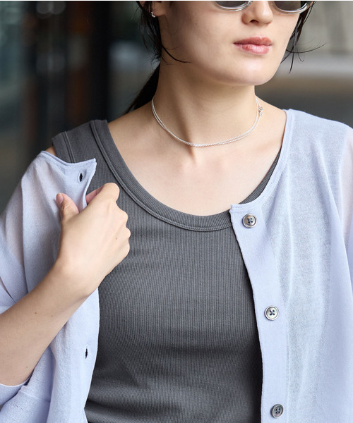 IENA(イエナ)の「《追加/UVカット》テレコストレッチフレンチノースリーブ(Tシャツ/カットソー・レディース・ホワイト/グレー/ブルー系その他/ベージュ・FREE)」の1枚目の写真