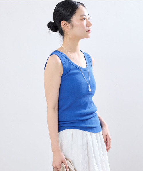 IENA(イエナ)の「《追加/UVカット》テレコストレッチフレンチノースリーブ(Tシャツ/カットソー・レディース・ホワイト/グレー/ブルー系その他/ベージュ・FREE)」の22枚目の写真