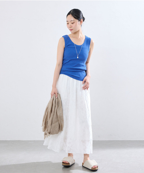 IENA(イエナ)の「《追加/UVカット》テレコストレッチフレンチノースリーブ(Tシャツ/カットソー・レディース・ホワイト/グレー/ブルー系その他/ベージュ・FREE)」の19枚目の写真