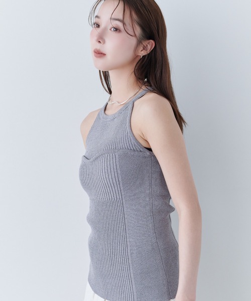 Olume (オリュム)の「アメスリニットトップス(タンクトップ・レディース・グレー/ホワイト・FREE)」の9枚目の写真