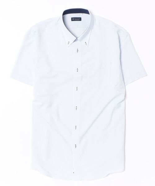 TOKYO SHIRTS(トウキョウシャツ)の「【吸水速乾】【COFREX】形態安定ノンアイロン ボタンダウン 半袖ビジネスワイシャツ (大きいサイズ)(ビジネスシャツ・メンズ・ブルー・首回り45cm/首回り47cm)」の6枚目の写真