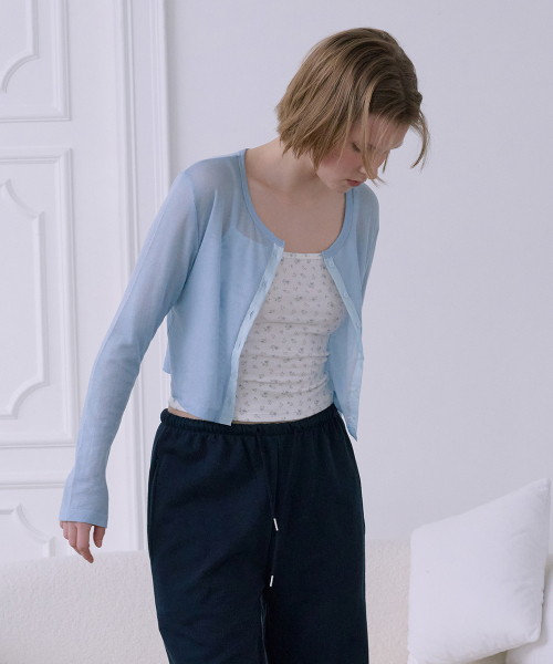 AFTERHOURS（アフターアワーズ）の「SHEER LINE PANEL CARDIGAN (LIGHT BLUE)（カーディガン/ボレロ・レディース・ブルー・FREE）」の2枚目の写真