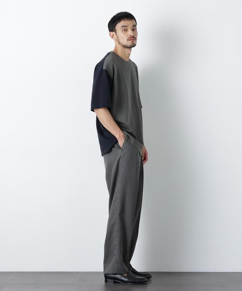 NANO universe(ナノユニバース)の「2トーンシルケット切り替えTシャツ 半袖(Tシャツ/カットソー・メンズ・エメラルド/オフホワイト/ブラック・M/S/L)」の9枚目の写真