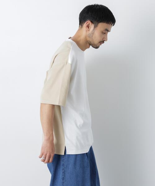 NANO universe(ナノユニバース)の「2トーンシルケット切り替えTシャツ 半袖(Tシャツ/カットソー・メンズ・エメラルド/オフホワイト/ブラック・M/S/L)」の12枚目の写真