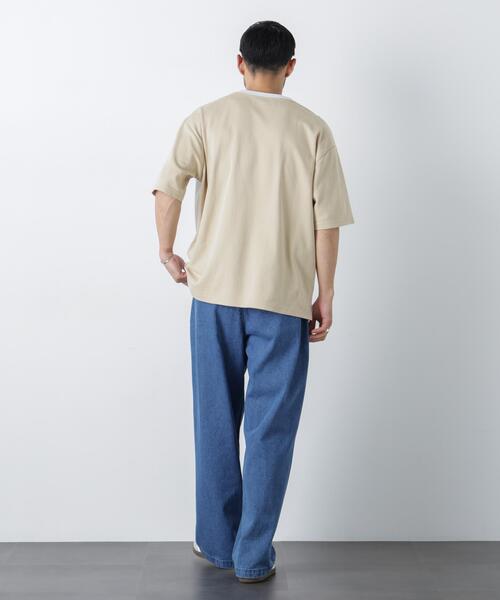 NANO universe(ナノユニバース)の「2トーンシルケット切り替えTシャツ 半袖(Tシャツ/カットソー・メンズ・エメラルド/オフホワイト/ブラック・M/S/L)」の17枚目の写真