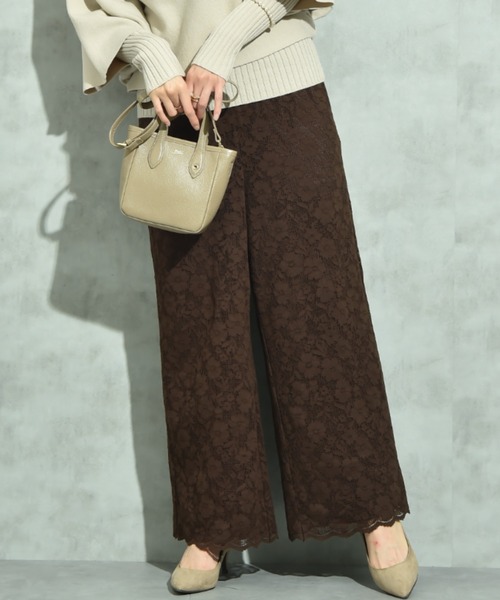 INTERPLANET（インタープラネット）の「スカラップレースイージーパンツ（その他パンツ・レディース・ブラック/ブラウン/オフホワイト・FREE）」の3枚目の写真