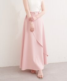 ゴールドバックル付きラップフレアスカート