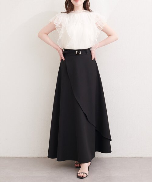 natural couture（ナチュラルクチュール）の「ゴールドバックル付きラップフレアスカート（スカート・レディース・チャコールグレー/ピンク/ブラック/ライトベージュ/アイボリー・FREE）」の16枚目の写真