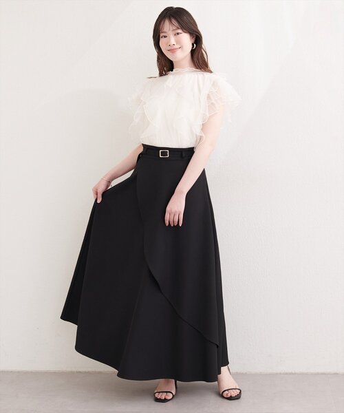 natural couture（ナチュラルクチュール）の「ゴールドバックル付きラップフレアスカート（スカート・レディース・チャコールグレー/ピンク/ブラック/ライトベージュ/アイボリー・FREE）」の17枚目の写真