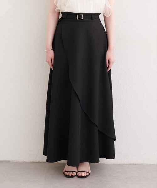 natural couture（ナチュラルクチュール）の「ゴールドバックル付きラップフレアスカート（スカート・レディース・チャコールグレー/ピンク/ブラック/ライトベージュ/アイボリー・FREE）」の18枚目の写真