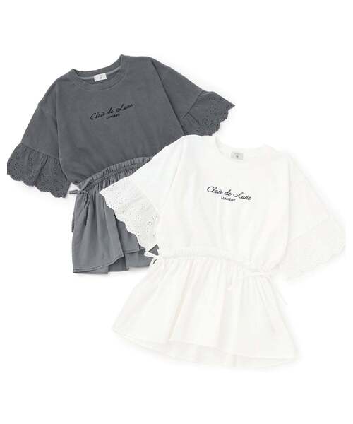 pom ponette junior(ポンポネットジュニア)の「【AMI】ペプラムプルオーバー(Tシャツ/カットソー・キッズ・グレー/オフホワイト・M:150cm)」の10枚目の写真