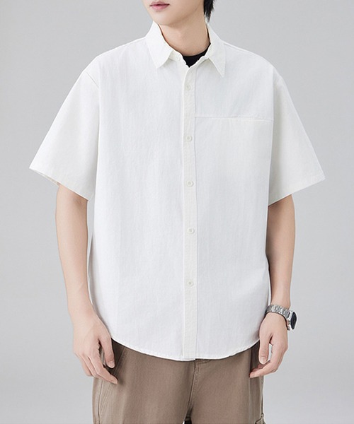 aimoha(アイモハ)の「【mens】ポケット付き半袖シャツ(シャツ/ブラウス・メンズ・ベージュ/ブラック/オフホワイト・XX-LARGE/X-LARGE/LARGE/MEDIUM)」の4枚目の写真