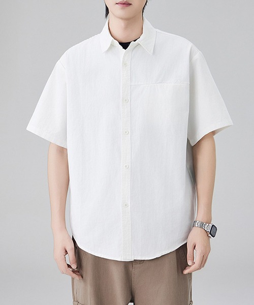 aimoha(アイモハ)の「【mens】ポケット付き半袖シャツ(シャツ/ブラウス・メンズ・ベージュ/ブラック/オフホワイト・XX-LARGE/X-LARGE/LARGE/MEDIUM)」の5枚目の写真