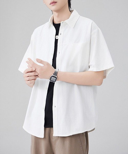 aimoha(アイモハ)の「【mens】ポケット付き半袖シャツ(シャツ/ブラウス・メンズ・ベージュ/ブラック/オフホワイト・XX-LARGE/X-LARGE/LARGE/MEDIUM)」の6枚目の写真