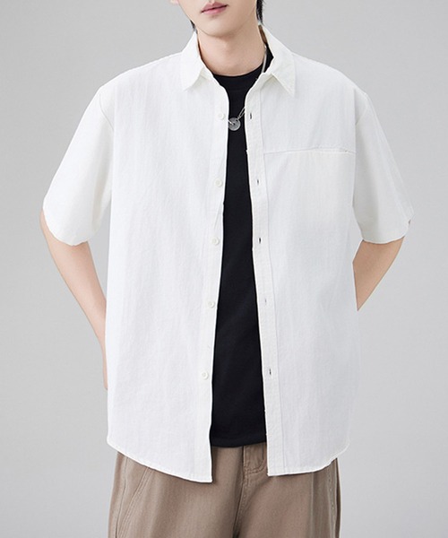 aimoha(アイモハ)の「【mens】ポケット付き半袖シャツ(シャツ/ブラウス・メンズ・ベージュ/ブラック/オフホワイト・XX-LARGE/X-LARGE/LARGE/MEDIUM)」の7枚目の写真