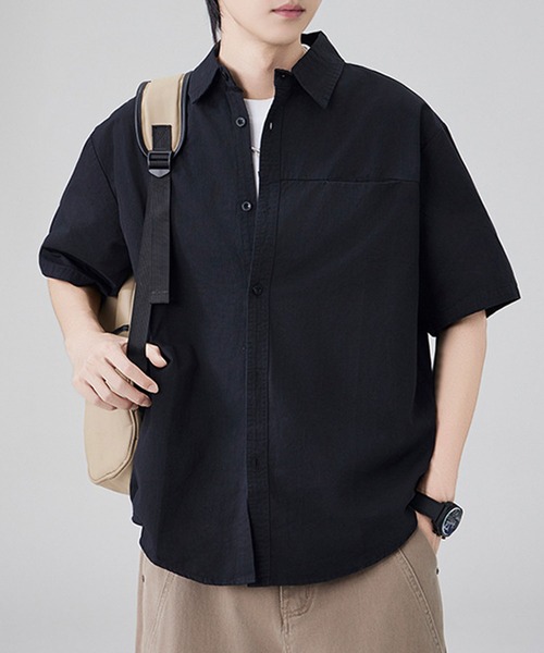 aimoha(アイモハ)の「【mens】ポケット付き半袖シャツ(シャツ/ブラウス・メンズ・ベージュ/ブラック/オフホワイト・XX-LARGE/X-LARGE/LARGE/MEDIUM)」の9枚目の写真