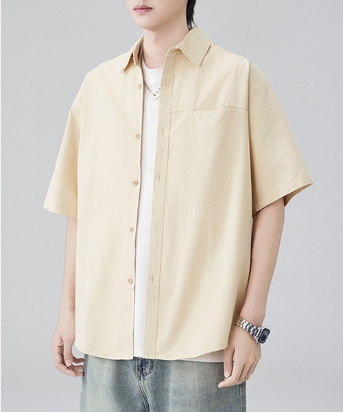 aimoha(アイモハ)の「【mens】ポケット付き半袖シャツ(シャツ/ブラウス・メンズ・ベージュ/ブラック/オフホワイト・XX-LARGE/X-LARGE/LARGE/MEDIUM)」の15枚目の写真