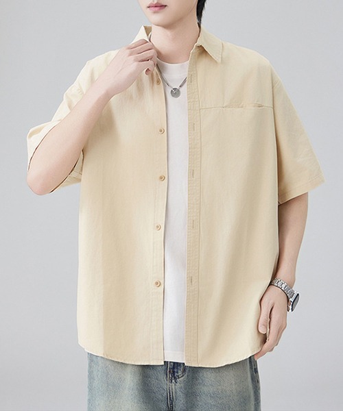 aimoha(アイモハ)の「【mens】ポケット付き半袖シャツ(シャツ/ブラウス・メンズ・ベージュ/ブラック/オフホワイト・XX-LARGE/X-LARGE/LARGE/MEDIUM)」の16枚目の写真
