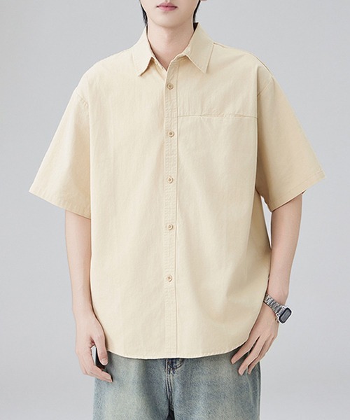 aimoha(アイモハ)の「【mens】ポケット付き半袖シャツ(シャツ/ブラウス・メンズ・ベージュ/ブラック/オフホワイト・XX-LARGE/X-LARGE/LARGE/MEDIUM)」の17枚目の写真