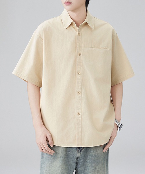 aimoha(アイモハ)の「【mens】ポケット付き半袖シャツ(シャツ/ブラウス・メンズ・ベージュ/ブラック/オフホワイト・XX-LARGE/X-LARGE/LARGE/MEDIUM)」の18枚目の写真
